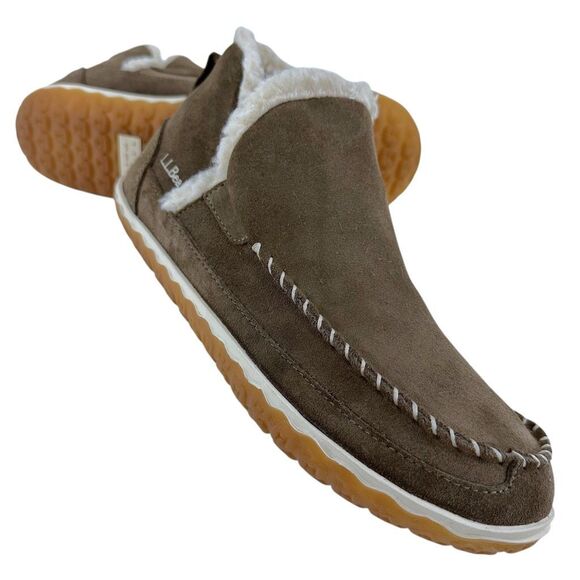 L.L. Bean Suede Leather Sherpa Lined Mountain Slipper Moccasin Ankle Boots Women - Picture 1 of 9